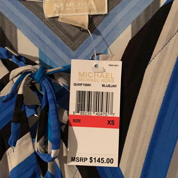 Michael Kors Striped Blouse Tunic Top - Picture 3 of 3